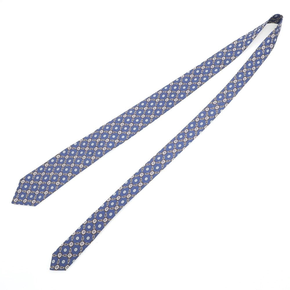 【中古】ルイジ ボレッリ Luigi Borrelli シルク 小紋柄ネクタイ ダルブルーxブラウン【 状態ランクB 】【 メンズ 】