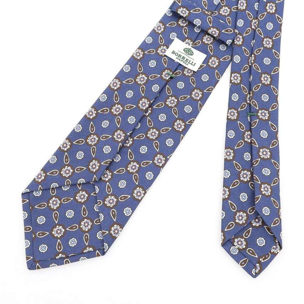 【中古】ルイジ ボレッリ Luigi Borrelli シルク 小紋柄ネクタイ ダルブルーxブラウン【 状態ランクB 】【 メンズ 】