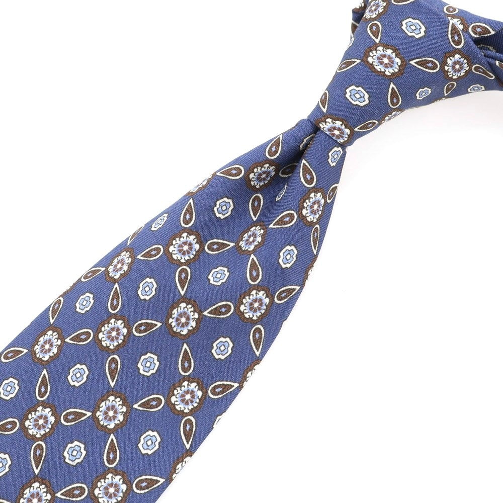 【中古】ルイジ ボレッリ Luigi Borrelli シルク 小紋柄ネクタイ ダルブルーxブラウン【 状態ランクB 】【 メンズ 】