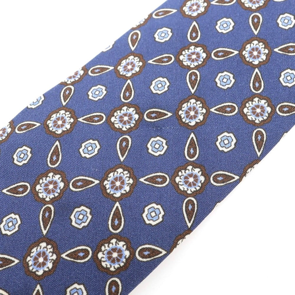 【中古】ルイジ ボレッリ Luigi Borrelli シルク 小紋柄ネクタイ ダルブルーxブラウン【 状態ランクB 】【 メンズ 】