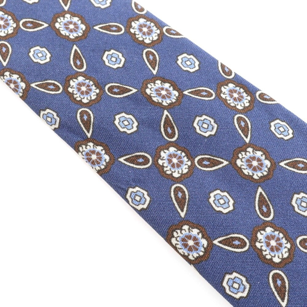 【中古】ルイジ ボレッリ Luigi Borrelli シルク 小紋柄ネクタイ ダルブルーxブラウン【 状態ランクB 】【 メンズ 】