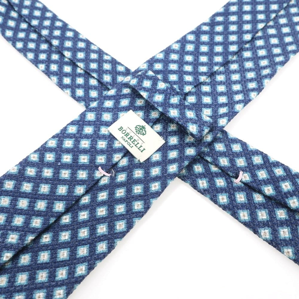 【中古】ルイジ ボレッリ Luigi Borrelli シルク 小紋柄ネクタイ ブルーxホワイト【 状態ランクB 】【 メンズ 】
