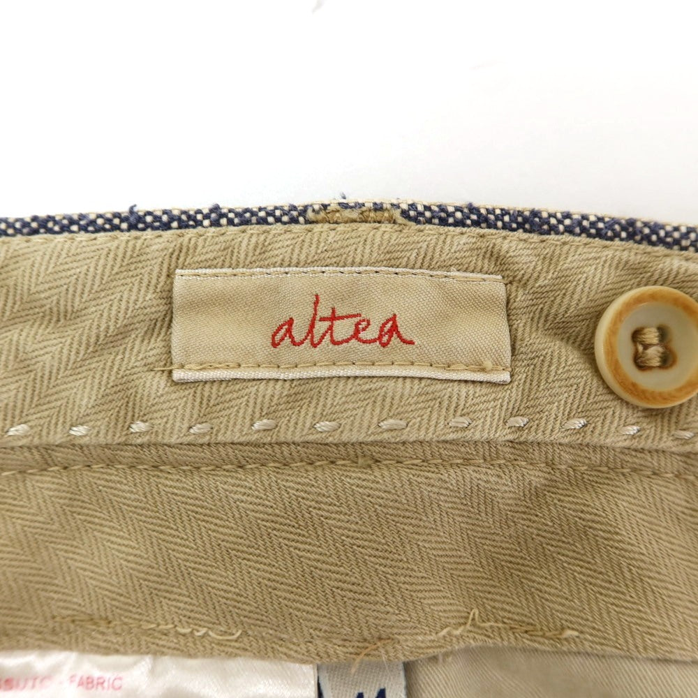 【中古】アルテア Altea ナイロンコットンリネン ストライプ ショートパンツ ベージュxネイビー【 44 】【 状態ランクB 】【 メンズ 】