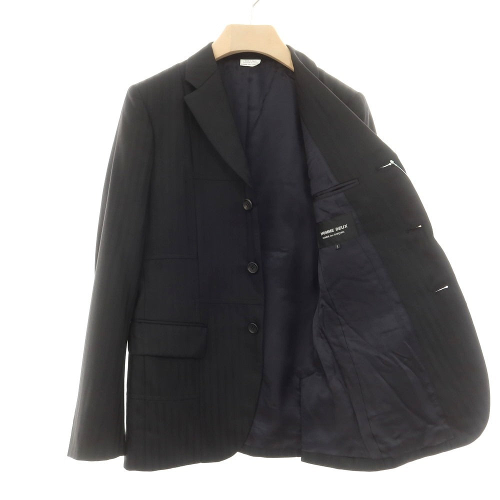 【中古】コムデギャルソン オムドゥ COMME des GARCONS HOMME DEUX 2024年春夏 ウール 切替 テーラードジャケット ブラック【 S 】【 状態ランクA 】【 メンズ 】