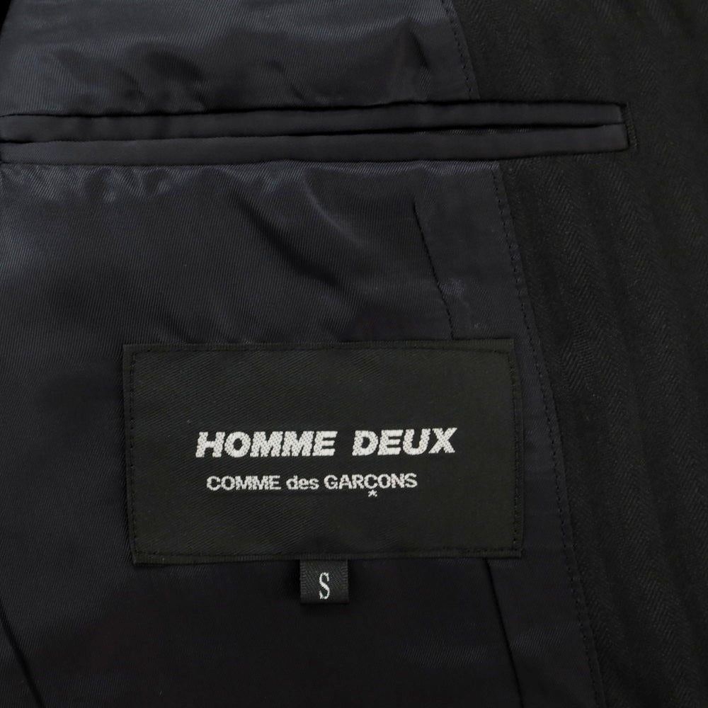 【中古】コムデギャルソン オムドゥ COMME des GARCONS HOMME DEUX 2024年春夏 ウール 切替 テーラードジャケット ブラック【 S 】【 状態ランクA 】【 メンズ 】