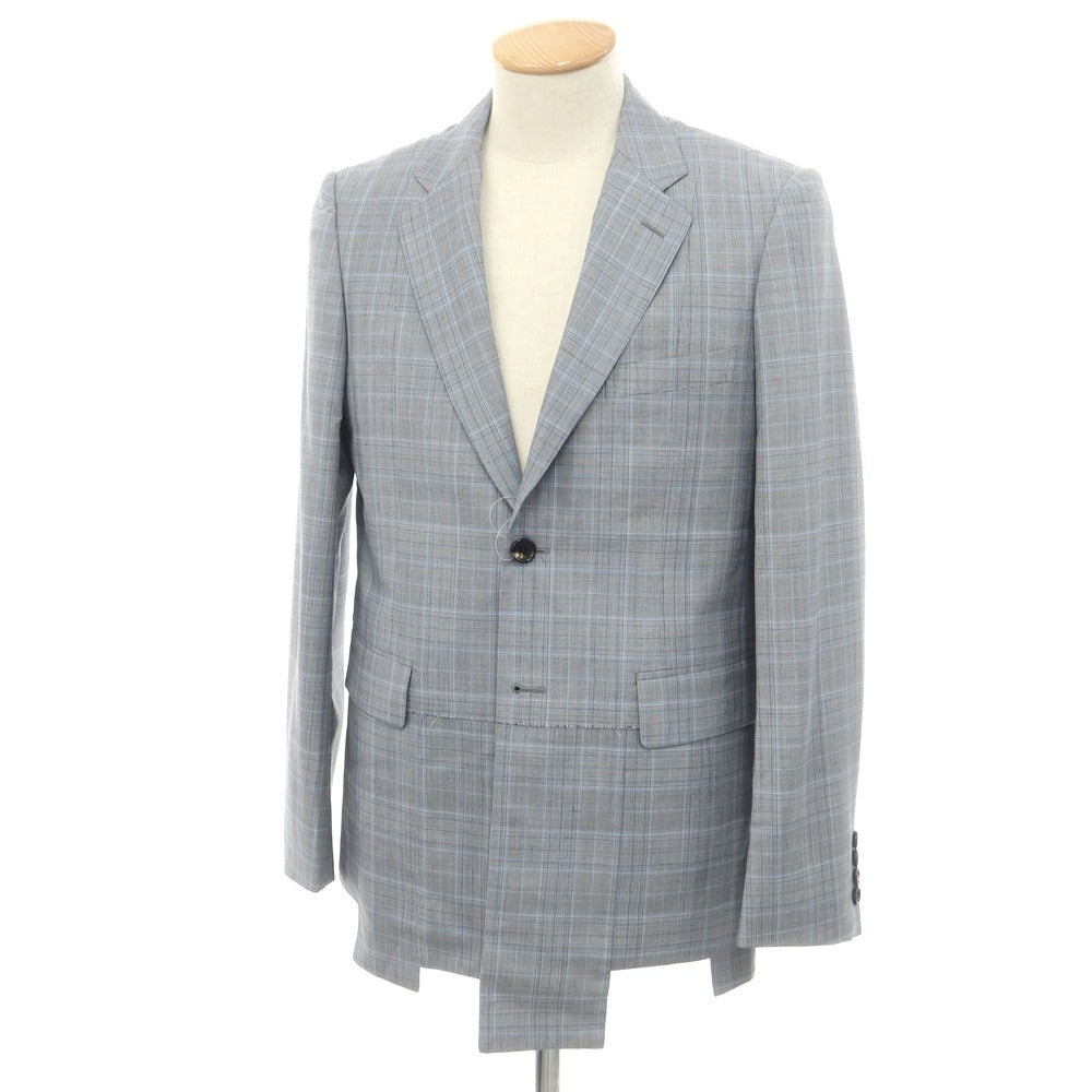 【中古】コムデギャルソン オムドゥ COMME des GARCONS HOMME DEUX 2024年春夏 ウール チェック テーラードジャケット ライトグレーxブルー【 S 】【 状態ランクA 】【 メンズ 】