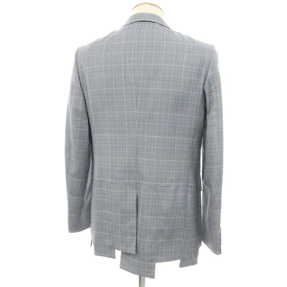 【中古】コムデギャルソン オムドゥ COMME des GARCONS HOMME DEUX 2024年春夏 ウール チェック テーラードジャケット ライトグレーxブルー【 S 】【 状態ランクA 】【 メンズ 】