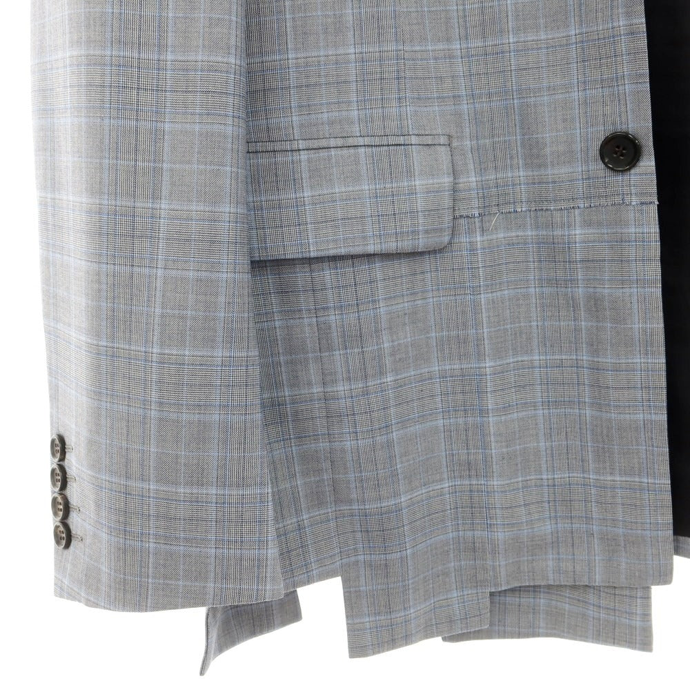 【中古】コムデギャルソン オムドゥ COMME des GARCONS HOMME DEUX 2024年春夏 ウール チェック テーラードジャケット ライトグレーxブルー【 S 】【 状態ランクA 】【 メンズ 】