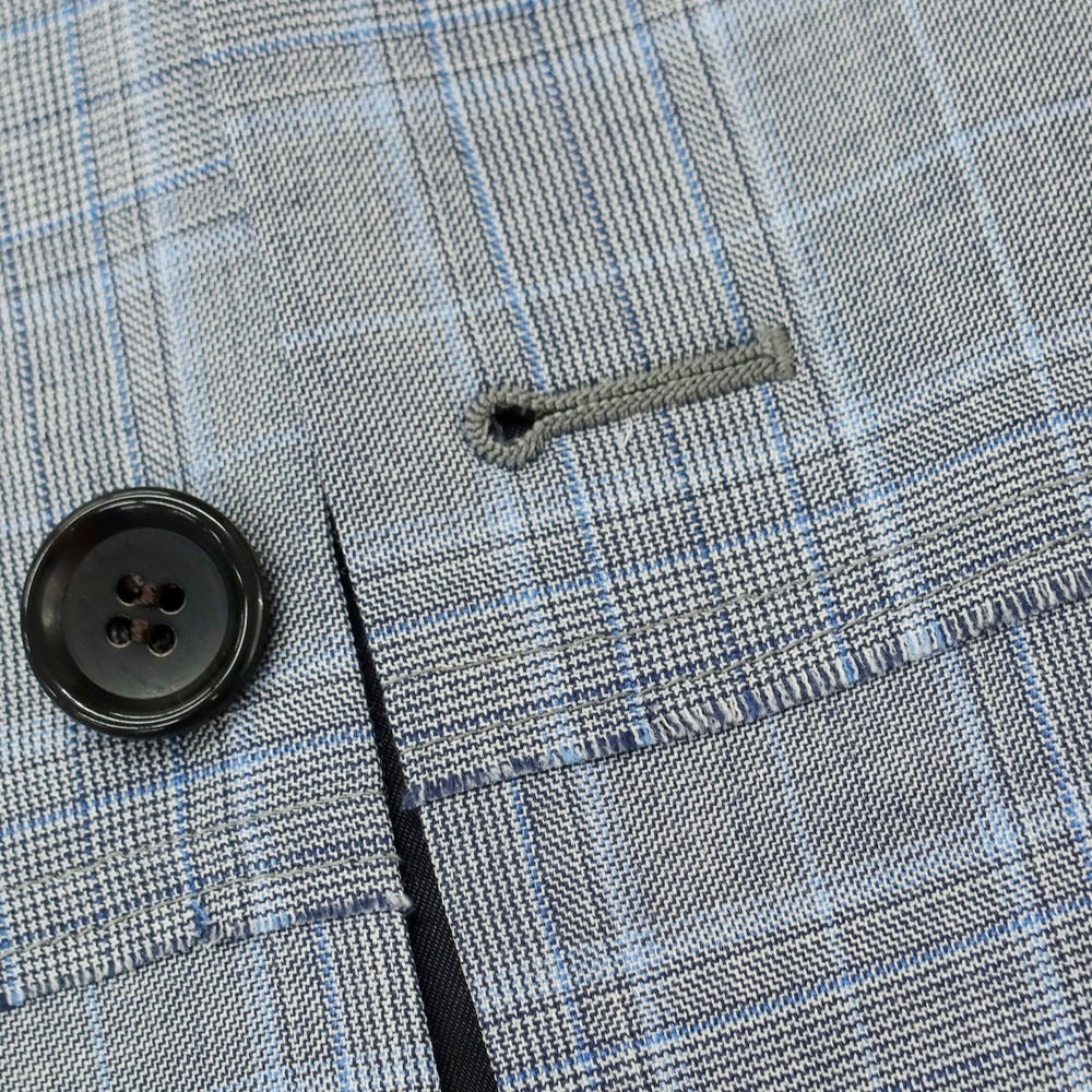 【中古】コムデギャルソン オムドゥ COMME des GARCONS HOMME DEUX 2024年春夏 ウール チェック テーラードジャケット ライトグレーxブルー【 S 】【 状態ランクA 】【 メンズ 】