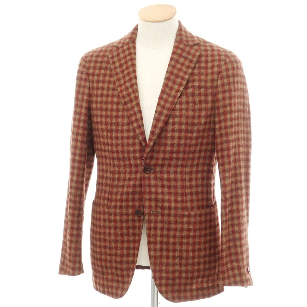 【中古】エルネスト ernesto GFB ベビーアルパカ テーラードジャケット レッドxベージュ【 44 】【 状態ランクC 】【 メンズ 】
