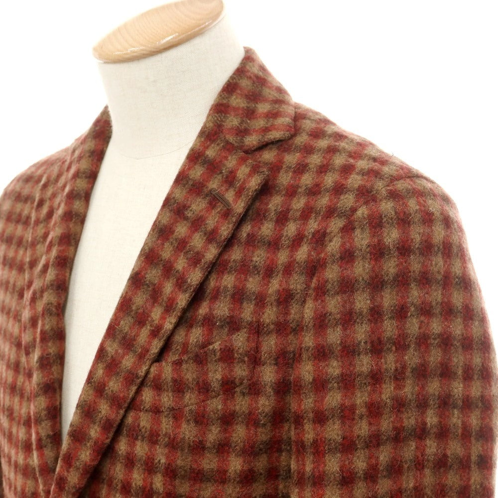 【中古】エルネスト ernesto GFB ベビーアルパカ テーラードジャケット レッドxベージュ【 44 】【 状態ランクC 】【 メンズ 】