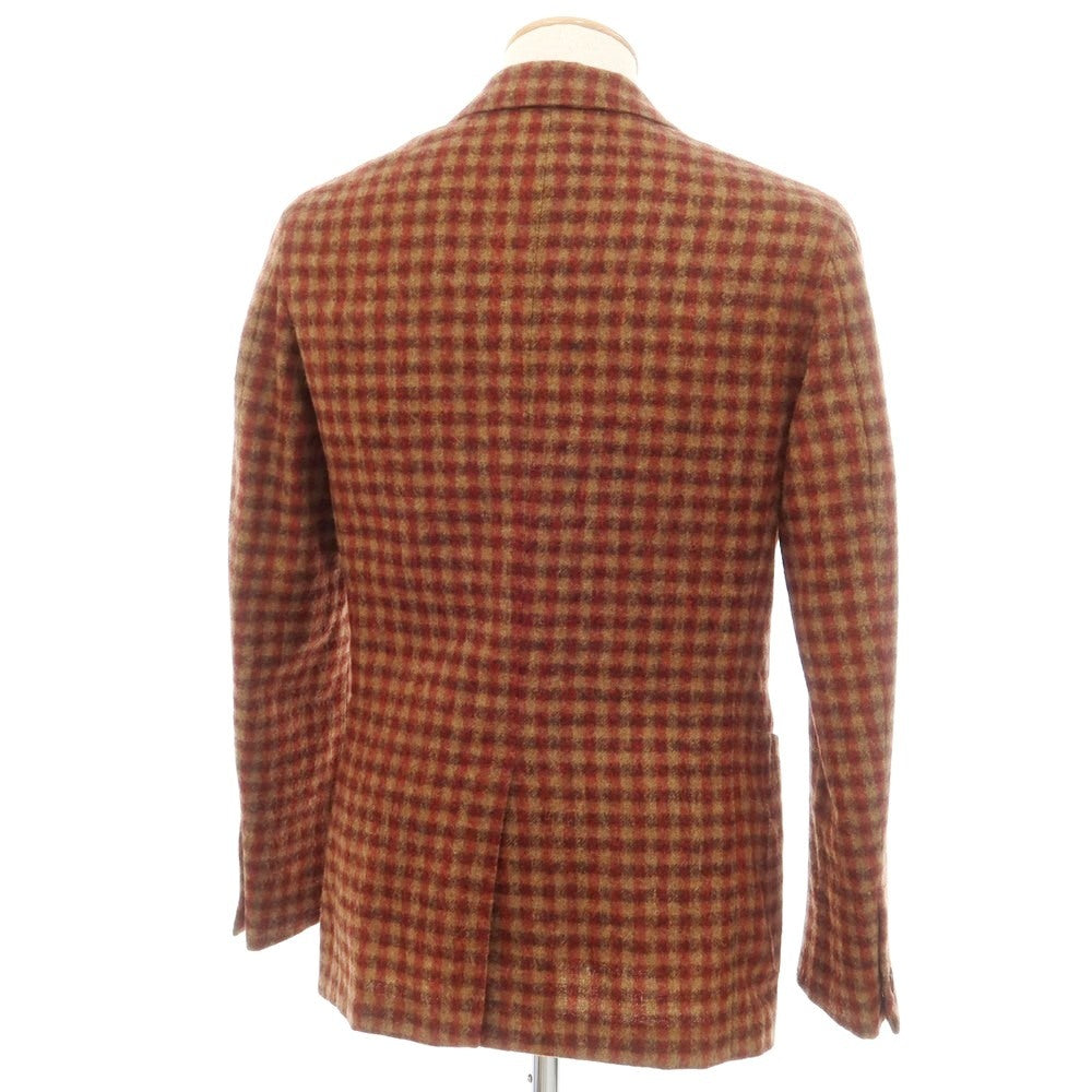 【中古】エルネスト ernesto GFB ベビーアルパカ テーラードジャケット レッドxベージュ【 44 】【 状態ランクC 】【 メンズ 】