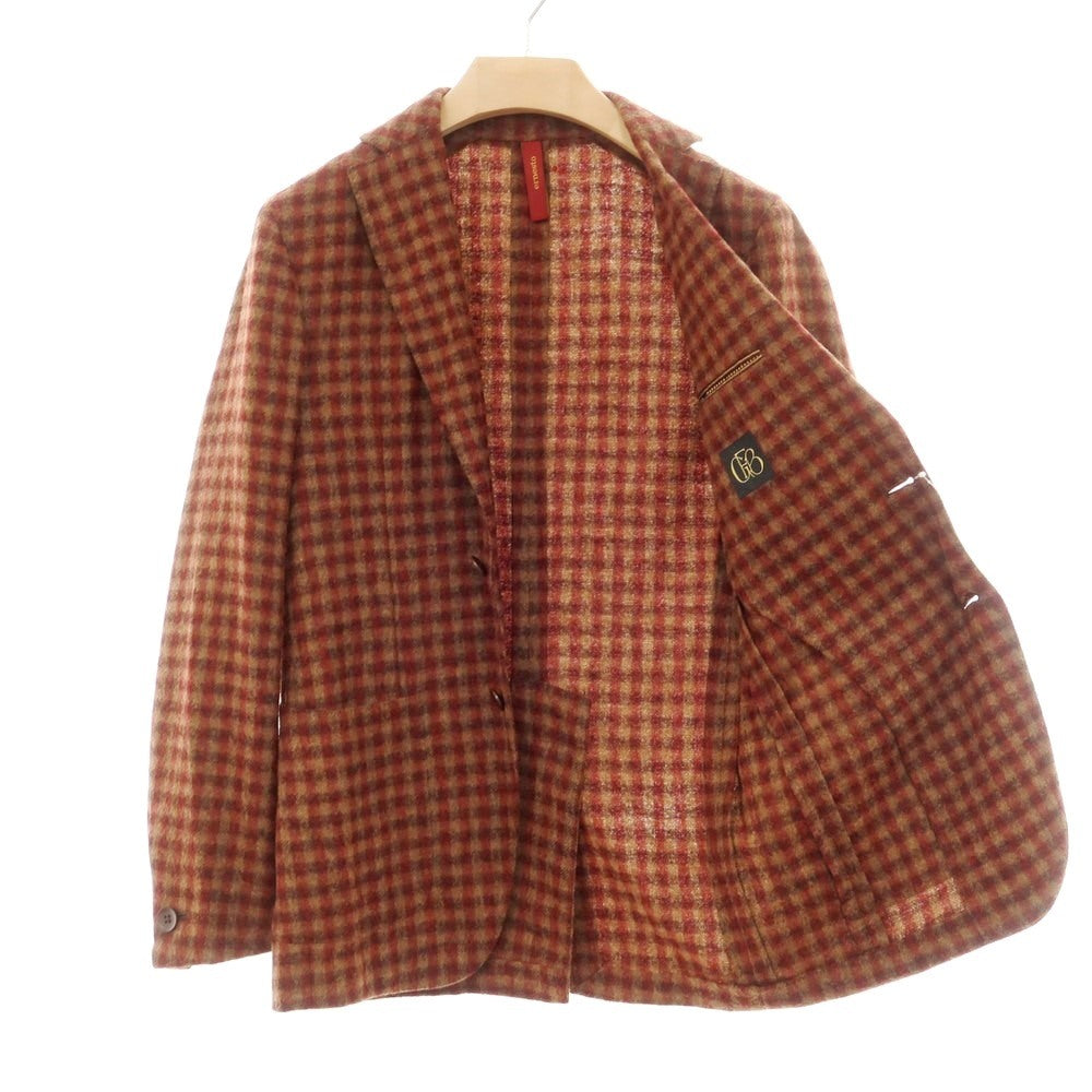 【中古】エルネスト ernesto GFB ベビーアルパカ テーラードジャケット レッドxベージュ【 44 】【 状態ランクC 】【 メンズ 】