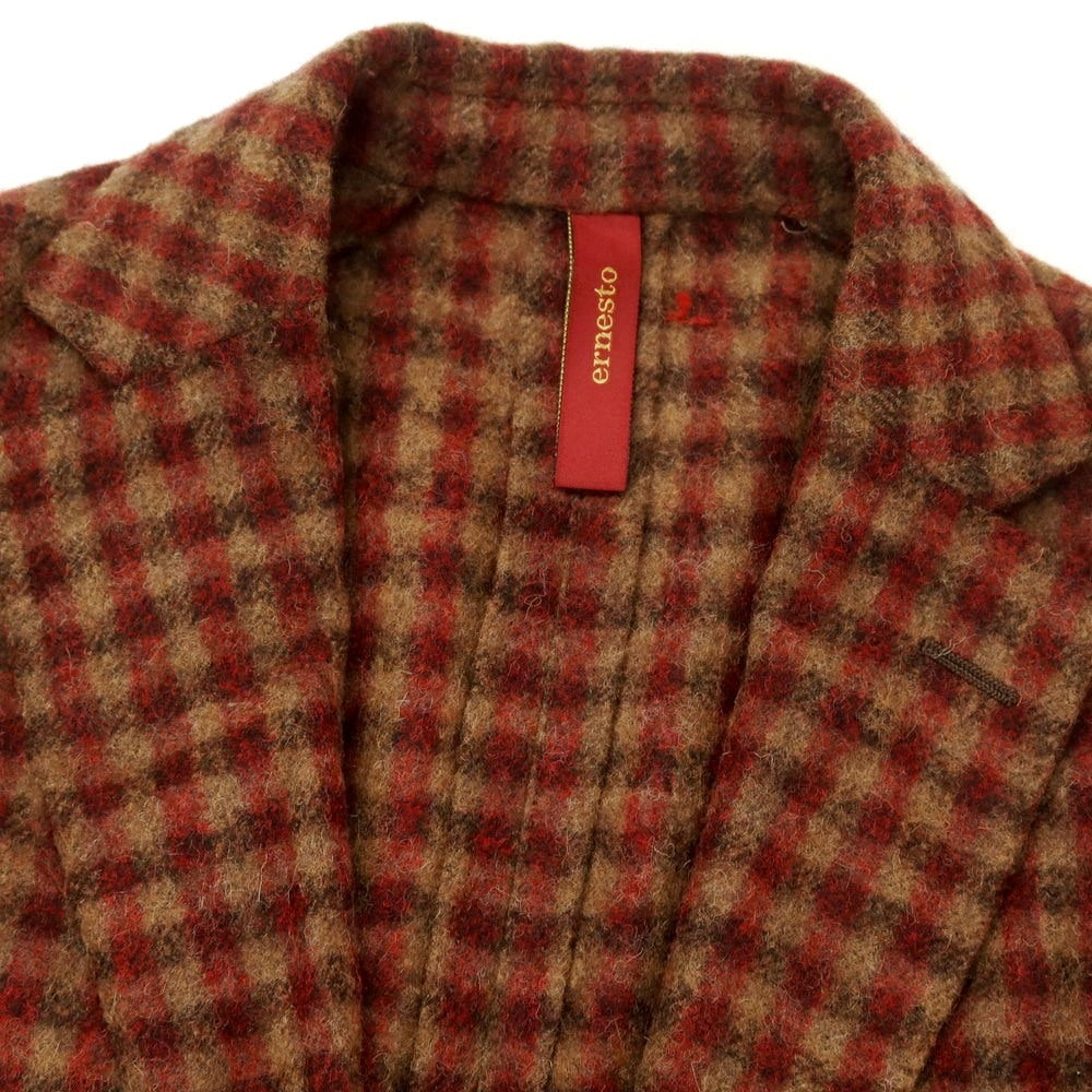 【中古】エルネスト ernesto GFB ベビーアルパカ テーラードジャケット レッドxベージュ【 44 】【 状態ランクC 】【 メンズ 】