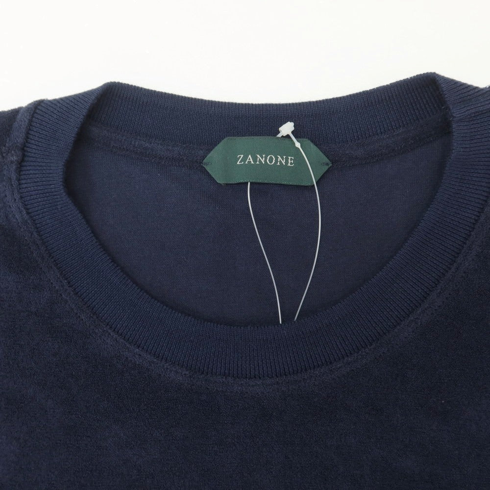 【新品】ザノーネ ZANONE コットン パイル クルーネック 半袖Tシャツ ネイビー【 46 】【 状態ランクN 】【 メンズ 】