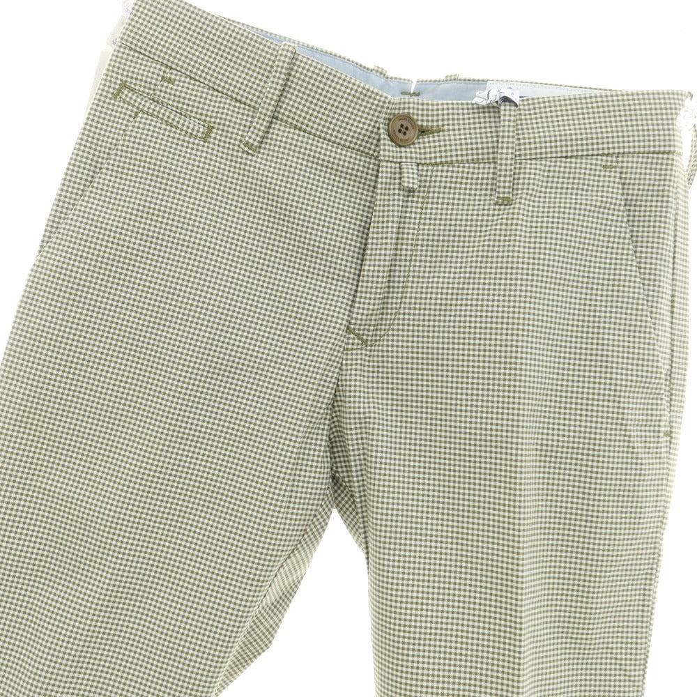【新品】ヤコブコーエン JACOB COHEN BOBBY ストレッチ コットン ギンガムチェック カジュアルスラックスパンツ オリーブxホワイト【 29 】【 状態ランクN 】【 メンズ 】