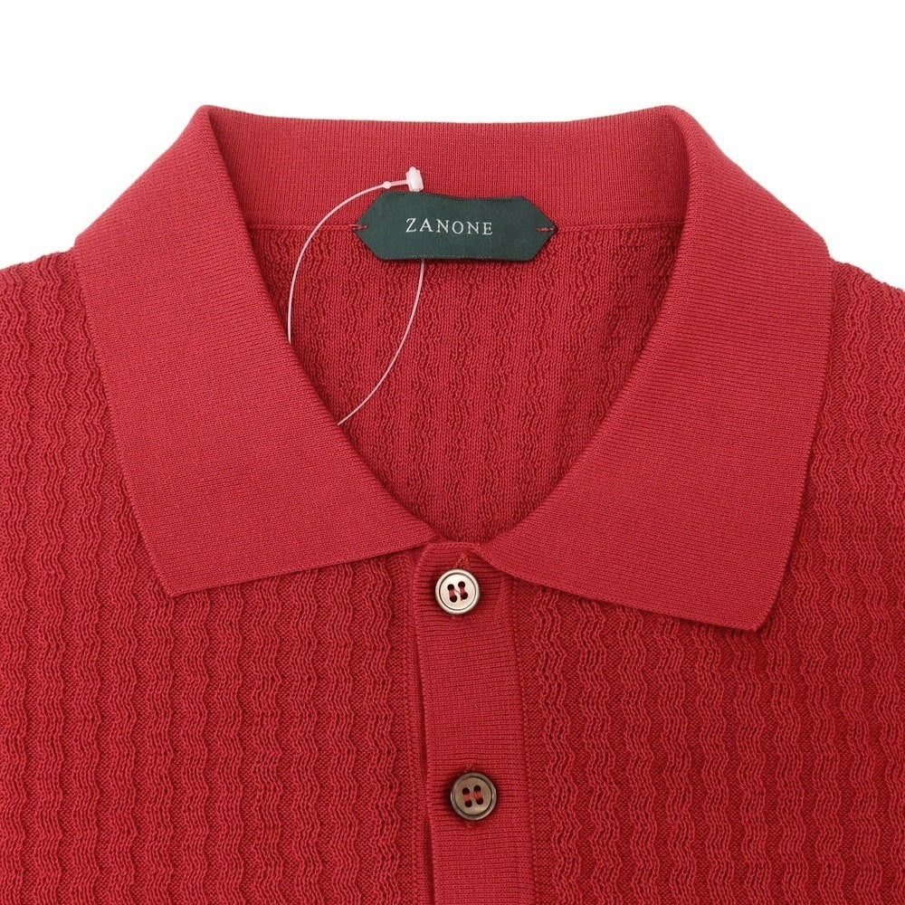 【新品】ザノーネ ZANONE コットン 半袖 ポロニット レッド【 52 】【 状態ランクN 】【 メンズ 】