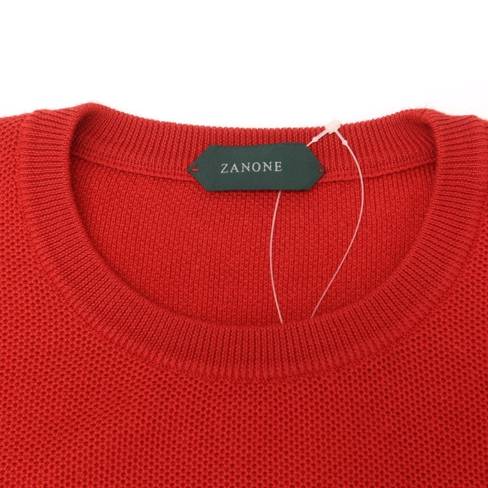 【新品】ザノーネ ZANONE コットン クルーネック プルオーバーニット レッド【 46 】【 状態ランクN 】【 メンズ 】