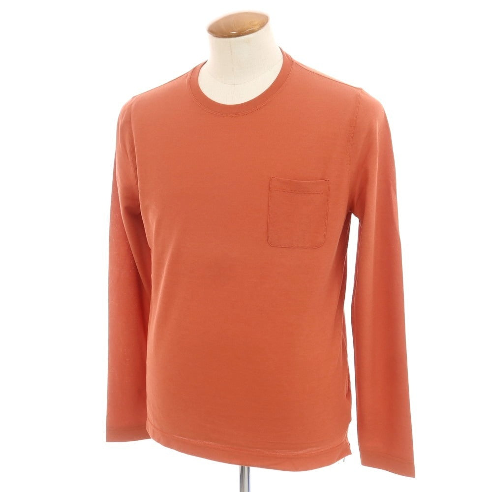 【新品】ザノーネ ZANONE アイスコットン クルーネック ポケット 長袖Tシャツ テラコッタ【 46 】【 状態ランクN 】【 メンズ 】