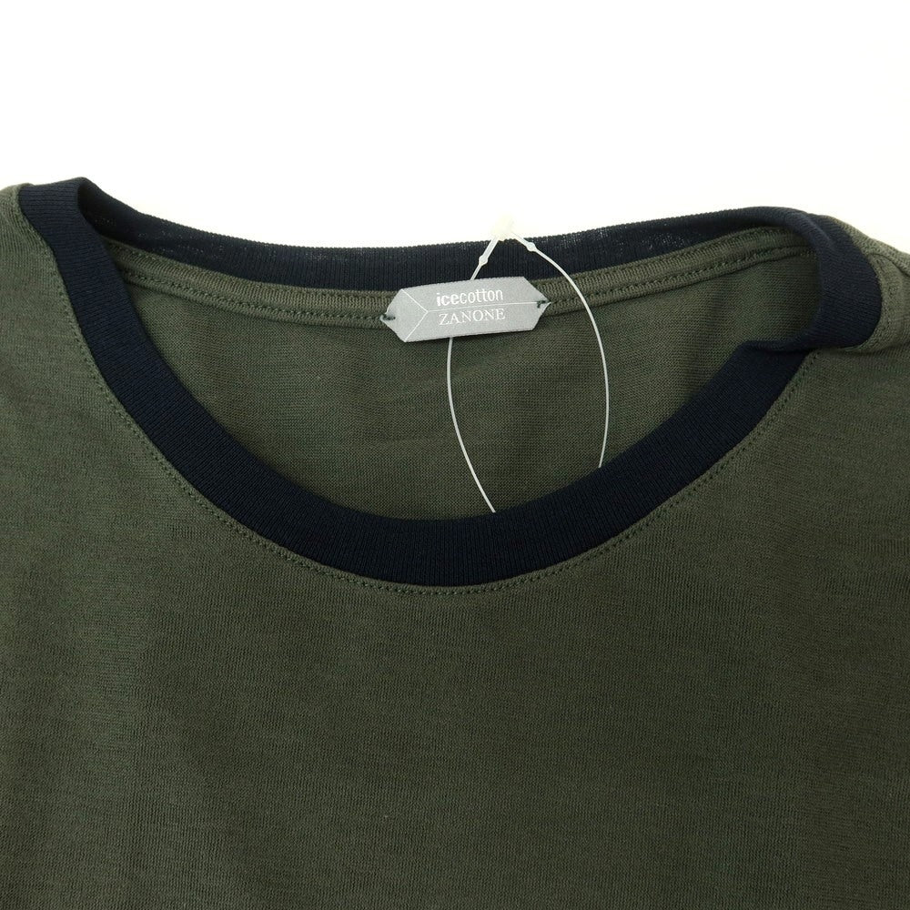【新品アウトレット】ザノーネ ZANONE アイスコットン クルーネック 半袖Tシャツ ダークオリーブxダークネイビー【 46 】【 状態ランクN- 】【 メンズ 】