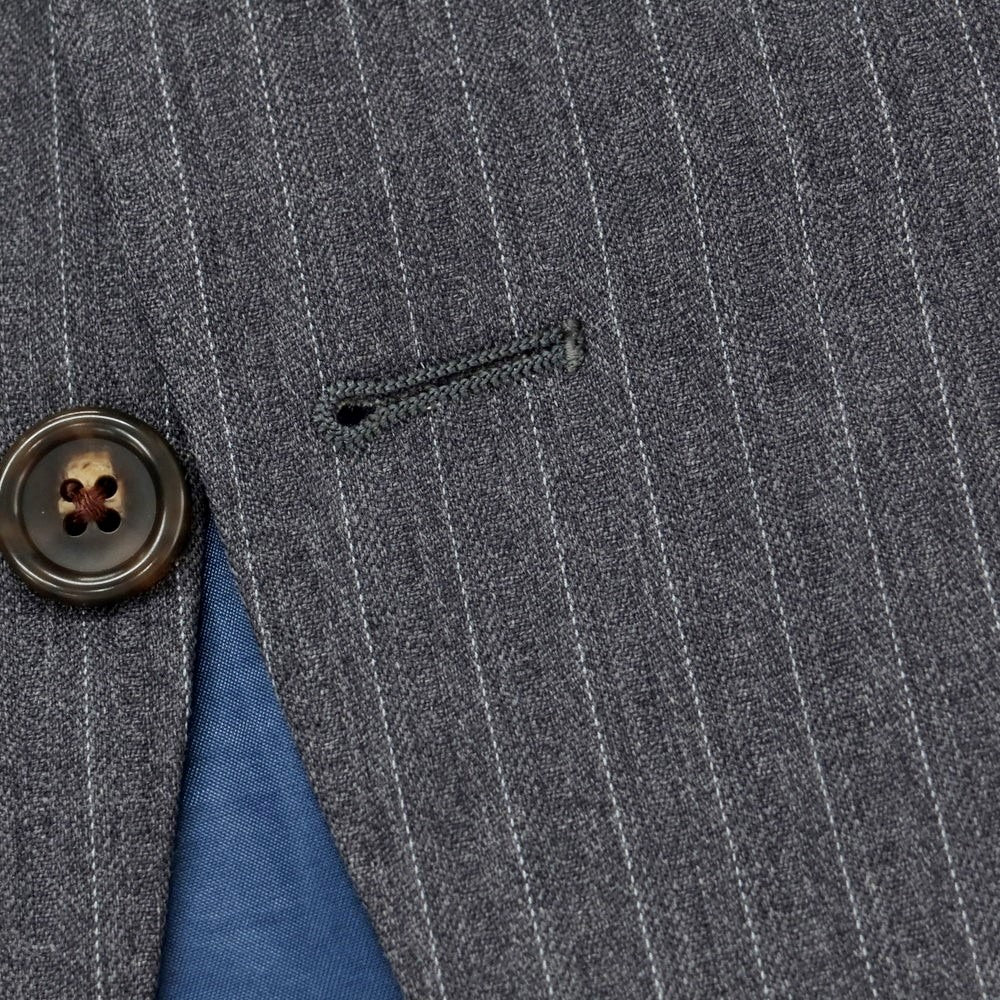 【中古】アザブテーラー azabu tailor ウール ピンストライプ 3つボタンスーツ グレーxホワイト【 44/82 】【 状態ランクD 】【 メンズ 】