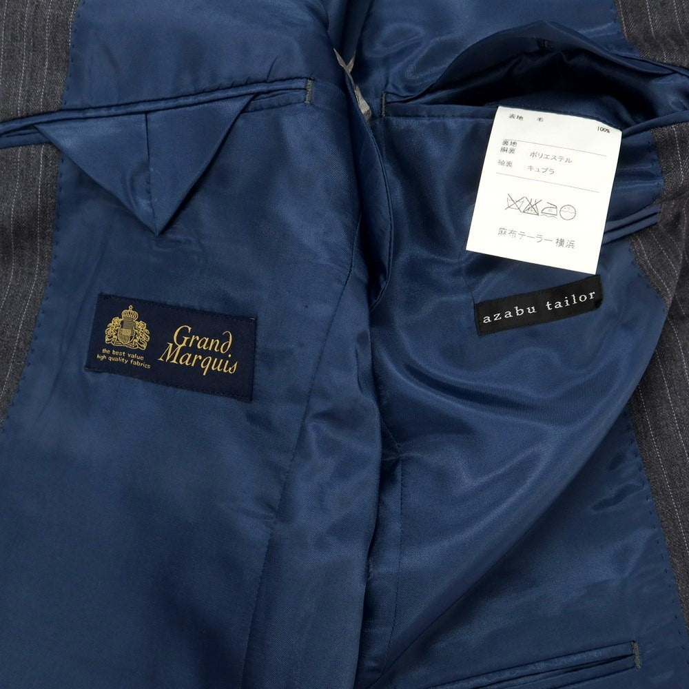 【中古】アザブテーラー azabu tailor ウール ピンストライプ 3つボタンスーツ グレーxホワイト【 44/82 】【 状態ランクD 】【 メンズ 】