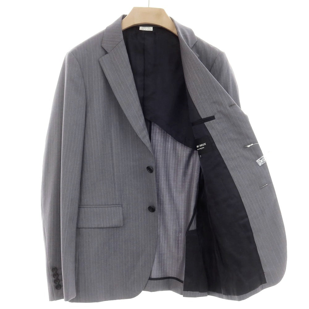 【中古】コムデギャルソン オムドゥ COMME des GARCONS HOMME DEUX 2024年春夏 ウール ストライプ テーラードジャケット グレーxライトスマルトブルー【 M 】【 状態ランクA 】【 メンズ 】