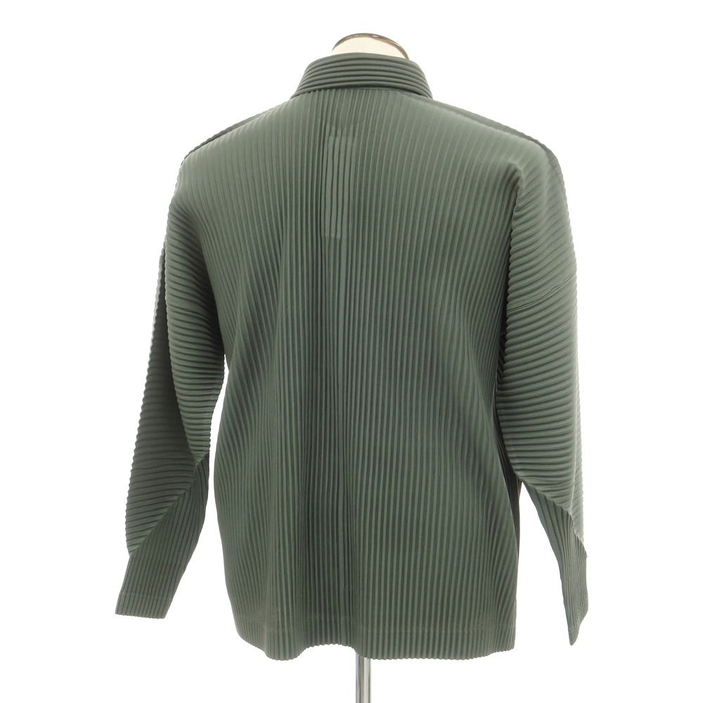 【中古】オム プリッセ イッセイミヤケ HOMME PLISSE ISSEY MIYAKE 2024年秋冬 プリーツ 長袖ポロシャツ モスグリーン【 表記なし(L位) 】【 状態ランクA 】【 メンズ 】