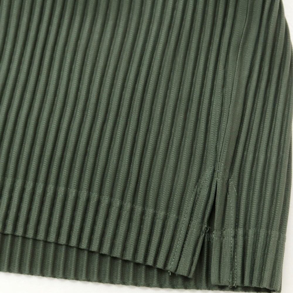 【中古】オム プリッセ イッセイミヤケ HOMME PLISSE ISSEY MIYAKE 2024年秋冬 プリーツ 長袖ポロシャツ モスグリーン【 表記なし(L位) 】【 状態ランクA 】【 メンズ 】