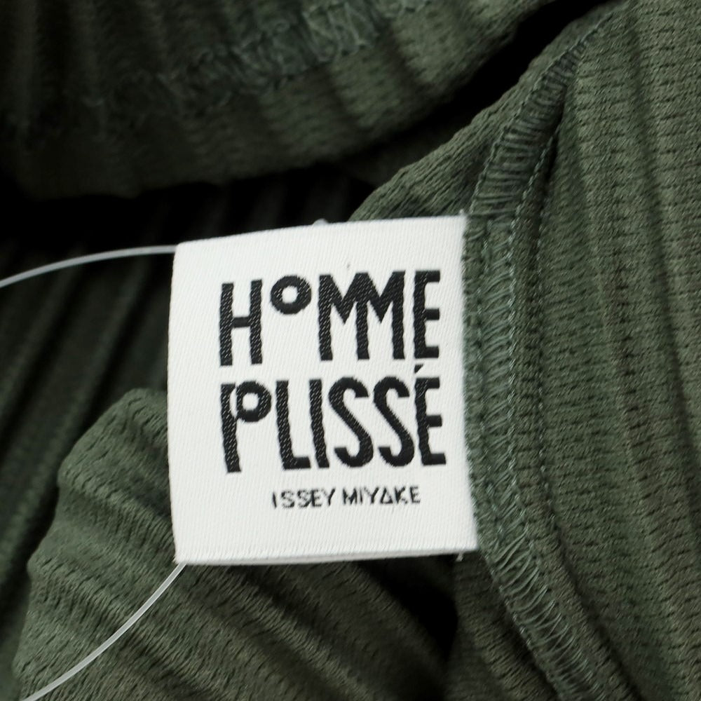 【中古】オム プリッセ イッセイミヤケ HOMME PLISSE ISSEY MIYAKE 2024年秋冬 プリーツ 長袖ポロシャツ モスグリーン【 表記なし(L位) 】【 状態ランクA 】【 メンズ 】