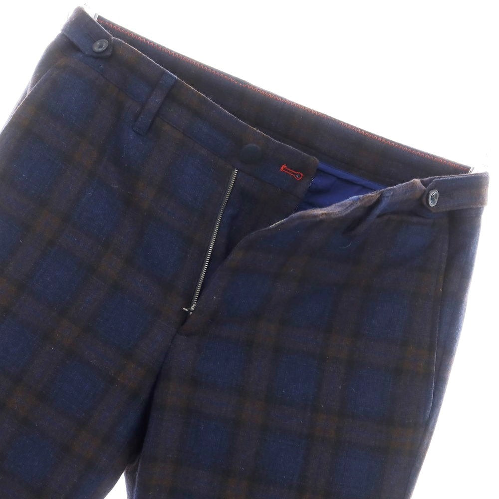 【中古】ジーティーアー G.T.A ウールナイロン チェック カジュアルスラックスパンツ ネイビーxブラウン【サイズ44】【NVY】【A/W】【状態ランクB】【メンズ】