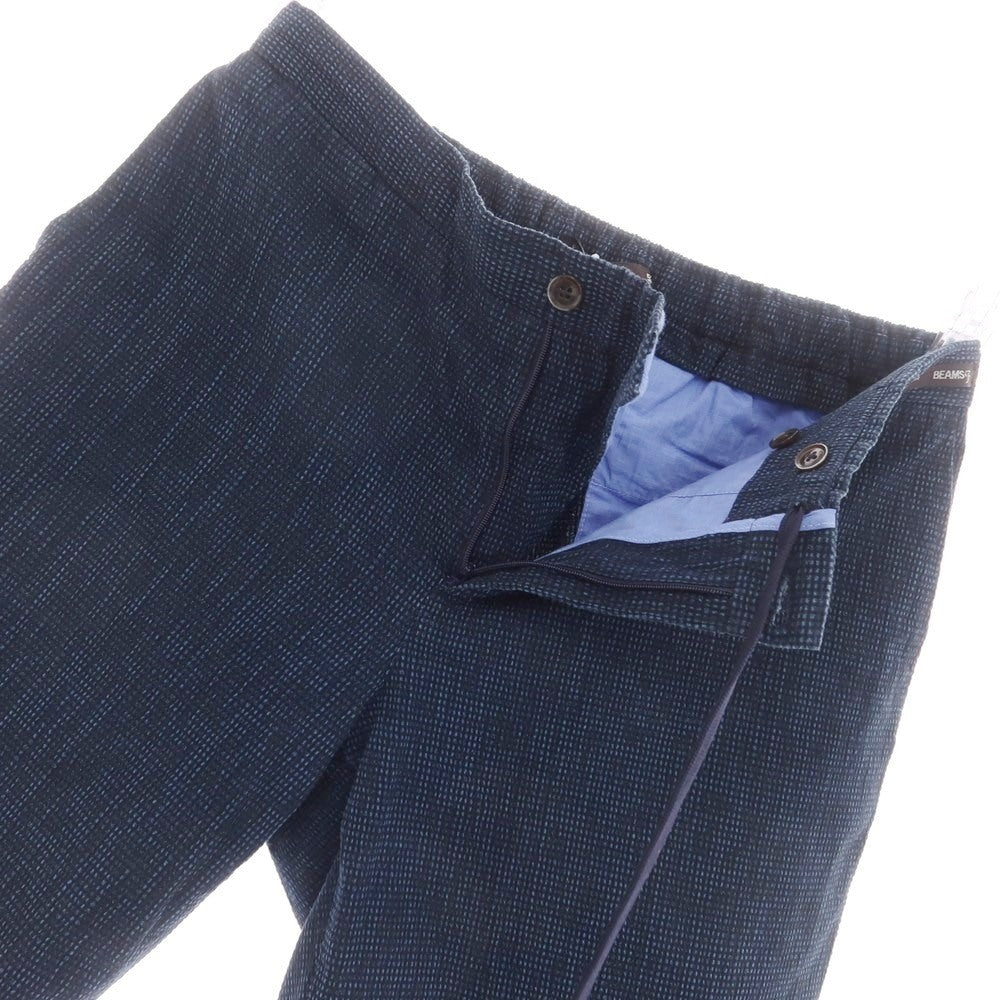 【中古】ピーティーゼロウーノ PT01 BEAMSF別注 ストレッチ コットンナイロン シアサッカー チェック ショートパンツ ネイビーxブラック【 52 】【 状態ランクB 】【 メンズ 】