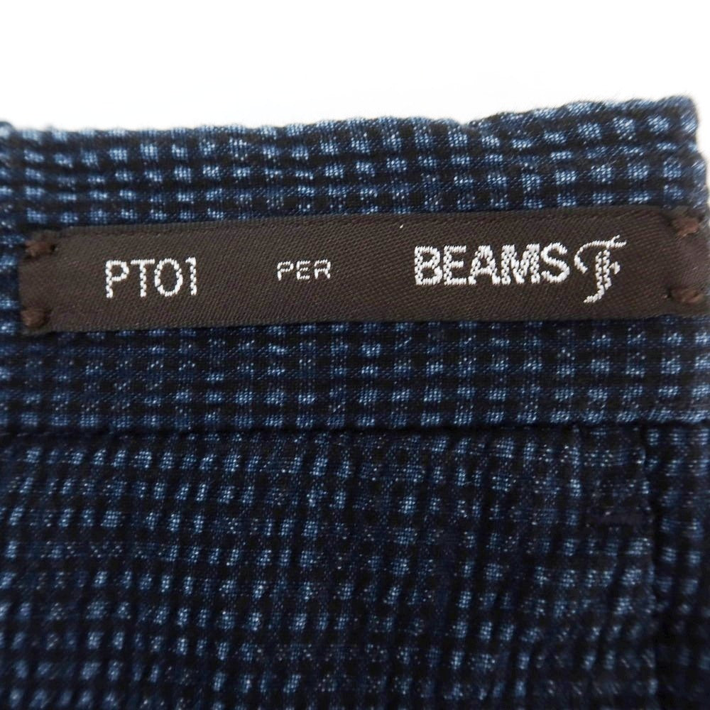 【中古】ピーティーゼロウーノ PT01 BEAMSF別注 ストレッチ コットンナイロン シアサッカー チェック ショートパンツ ネイビーxブラック【 52 】【 状態ランクB 】【 メンズ 】