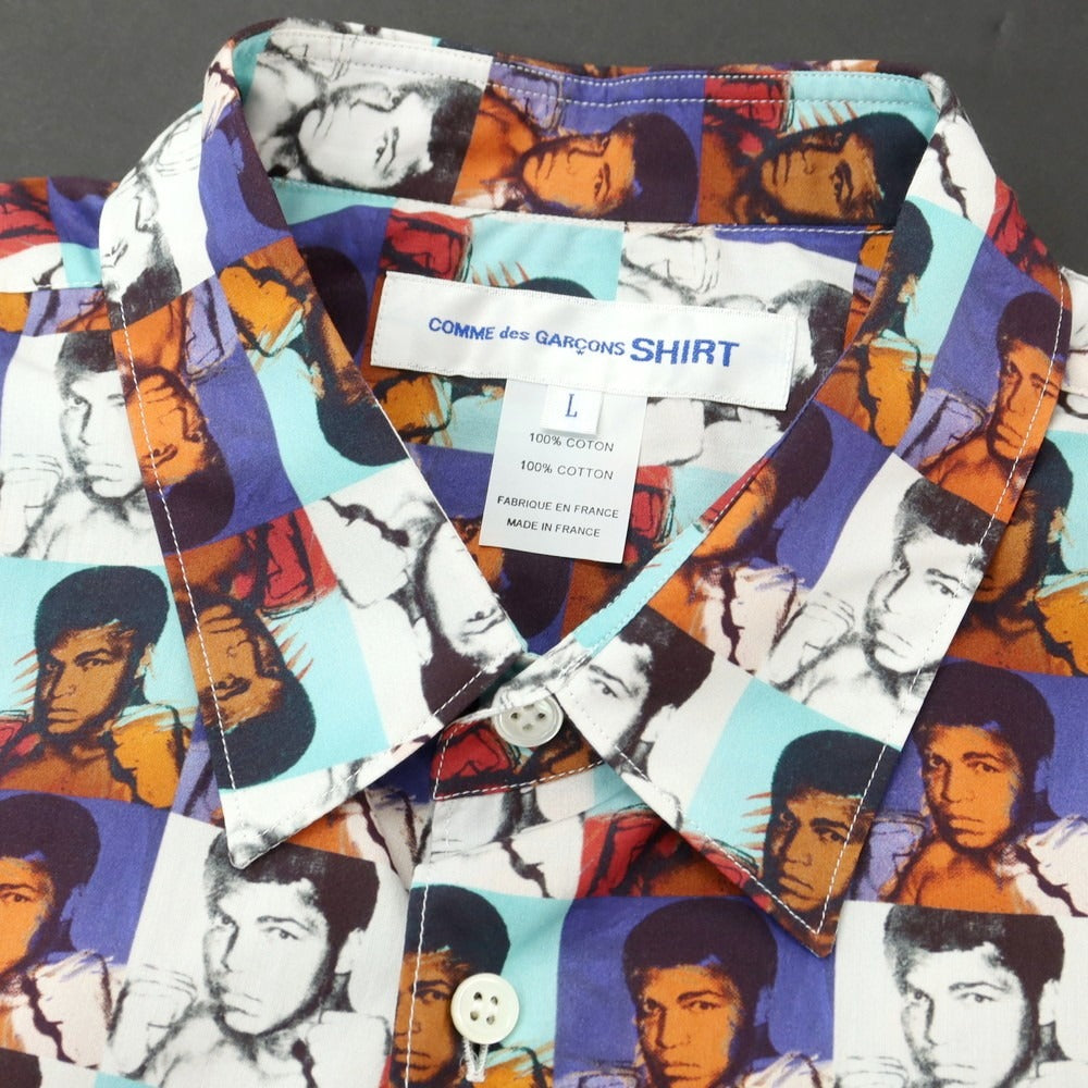 【中古】コムデギャルソンシャツ COMME des GARCONS SHIRT × Andy Warhol 2024年春夏 コットン 半袖シャツ ホワイト系【 L 】【 状態ランクA 】【 メンズ 】
