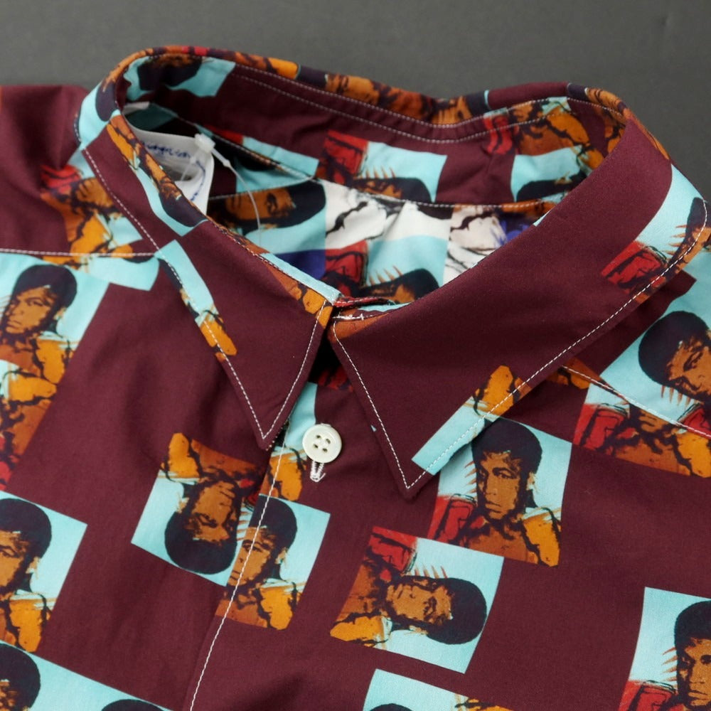 【中古】コムデギャルソンシャツ COMME des GARCONS SHIRT × Andy Warhol 2024年春夏 コットン カジュアルシャツ ワインレッド【 M 】【 状態ランクA 】【 メンズ 】