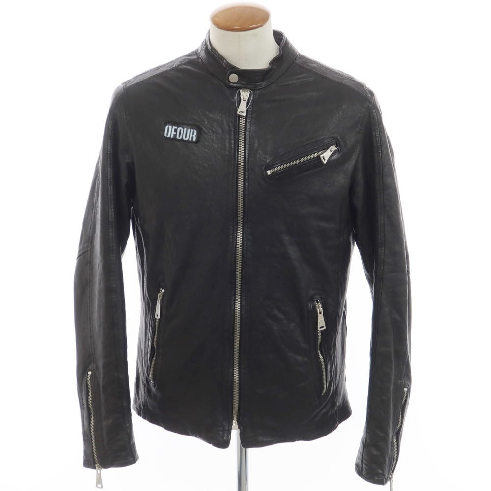 【中古】ディーフォー Brand DFOUR シープレザー ジップアップ レザーブルゾン ブラック【 L 】【 状態ランクC 】【 メンズ 】