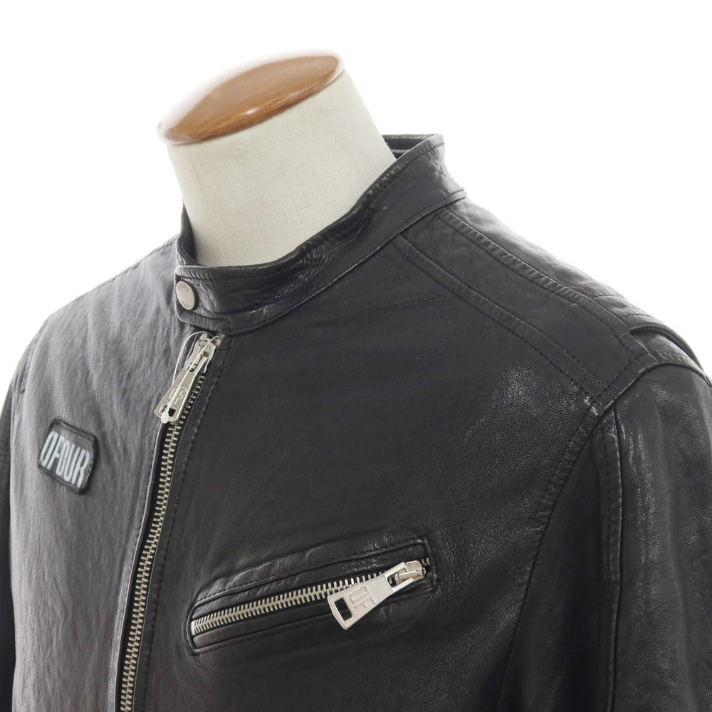 【中古】ディーフォー Brand DFOUR シープレザー ジップアップ レザーブルゾン ブラック【 L 】【 状態ランクC 】【 メンズ 】