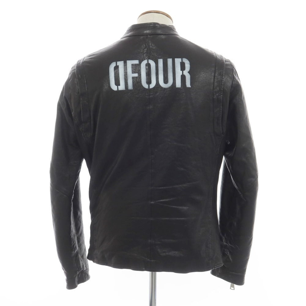 【中古】ディーフォー Brand DFOUR シープレザー ジップアップ レザーブルゾン ブラック【 L 】【 状態ランクC 】【 メンズ 】