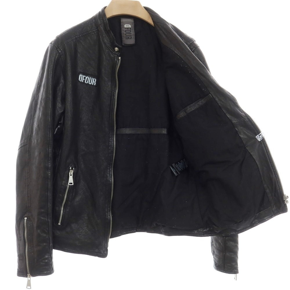【中古】ディーフォー Brand DFOUR シープレザー ジップアップ レザーブルゾン ブラック【 L 】【 状態ランクC 】【 メンズ 】