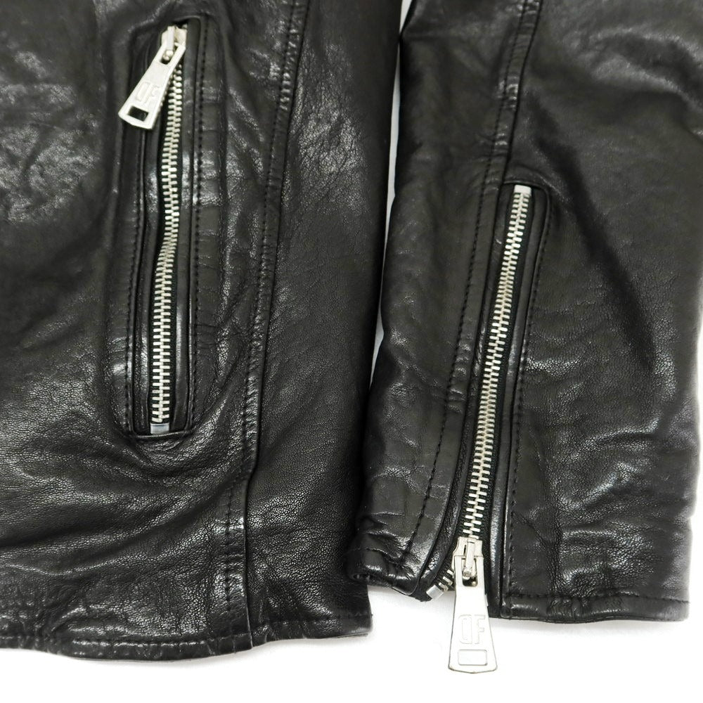 【中古】ディーフォー Brand DFOUR シープレザー ジップアップ レザーブルゾン ブラック【 L 】【 状態ランクC 】【 メンズ 】