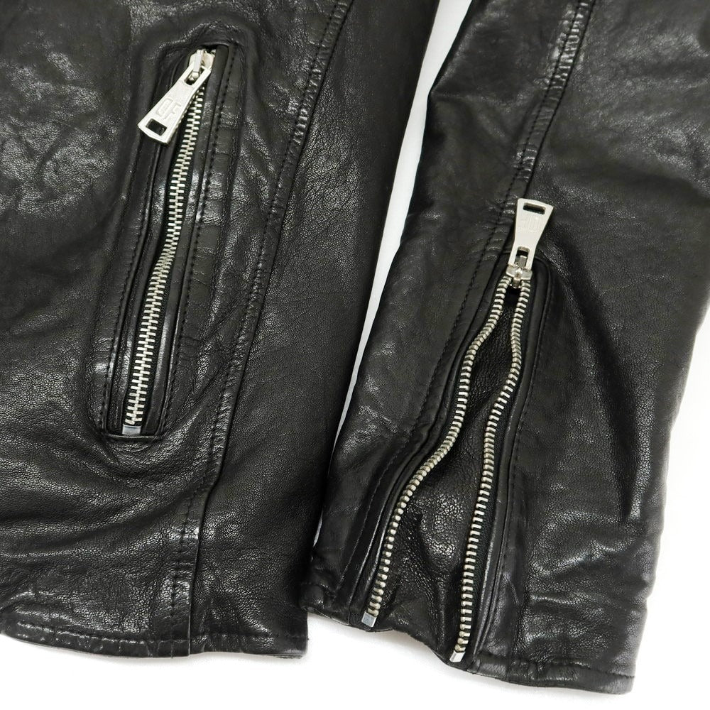 【中古】ディーフォー Brand DFOUR シープレザー ジップアップ レザーブルゾン ブラック【 L 】【 状態ランクC 】【 メンズ 】