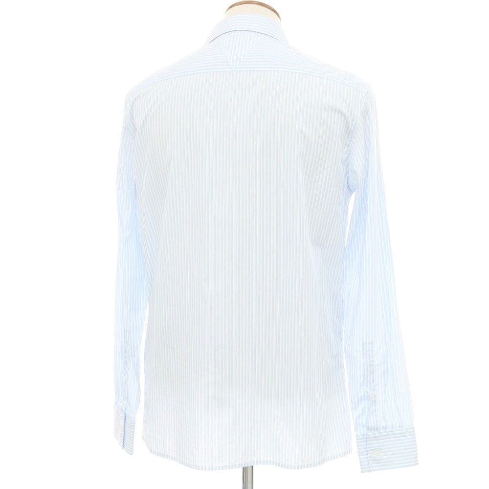 【中古】【未使用】ボッテガヴェネタ BOTTEGAVENETA コットン ストライプ レギュラーカラー カジュアルシャツ ホワイトxライトブルー【サイズ46】【BLU】【S/S/A/W】【状態ランクS】【メンズ】