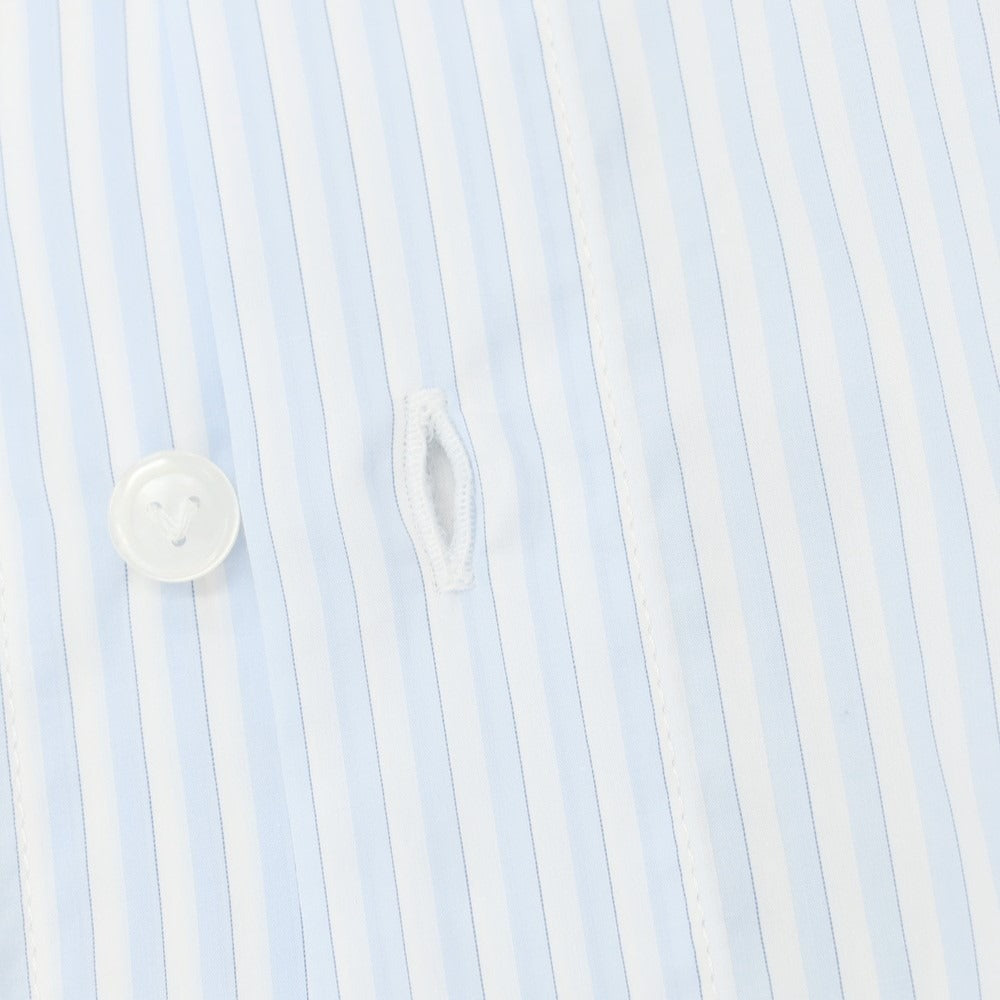 【中古】【未使用】ボッテガヴェネタ BOTTEGAVENETA コットン ストライプ レギュラーカラー カジュアルシャツ ホワイトxライトブルー【サイズ46】【BLU】【S/S/A/W】【状態ランクS】【メンズ】