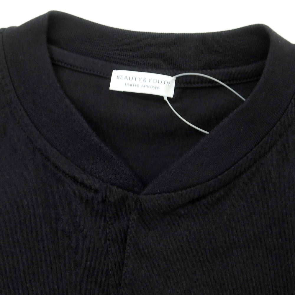 【中古】ビューティアンドユースユナイテッドアローズ BEAUTY&YOUTH UNITED ARROWS コットン ヘンリ―ネック 半袖Tシャツ ブラック【 L 】【 状態ランクB 】【 メンズ 】