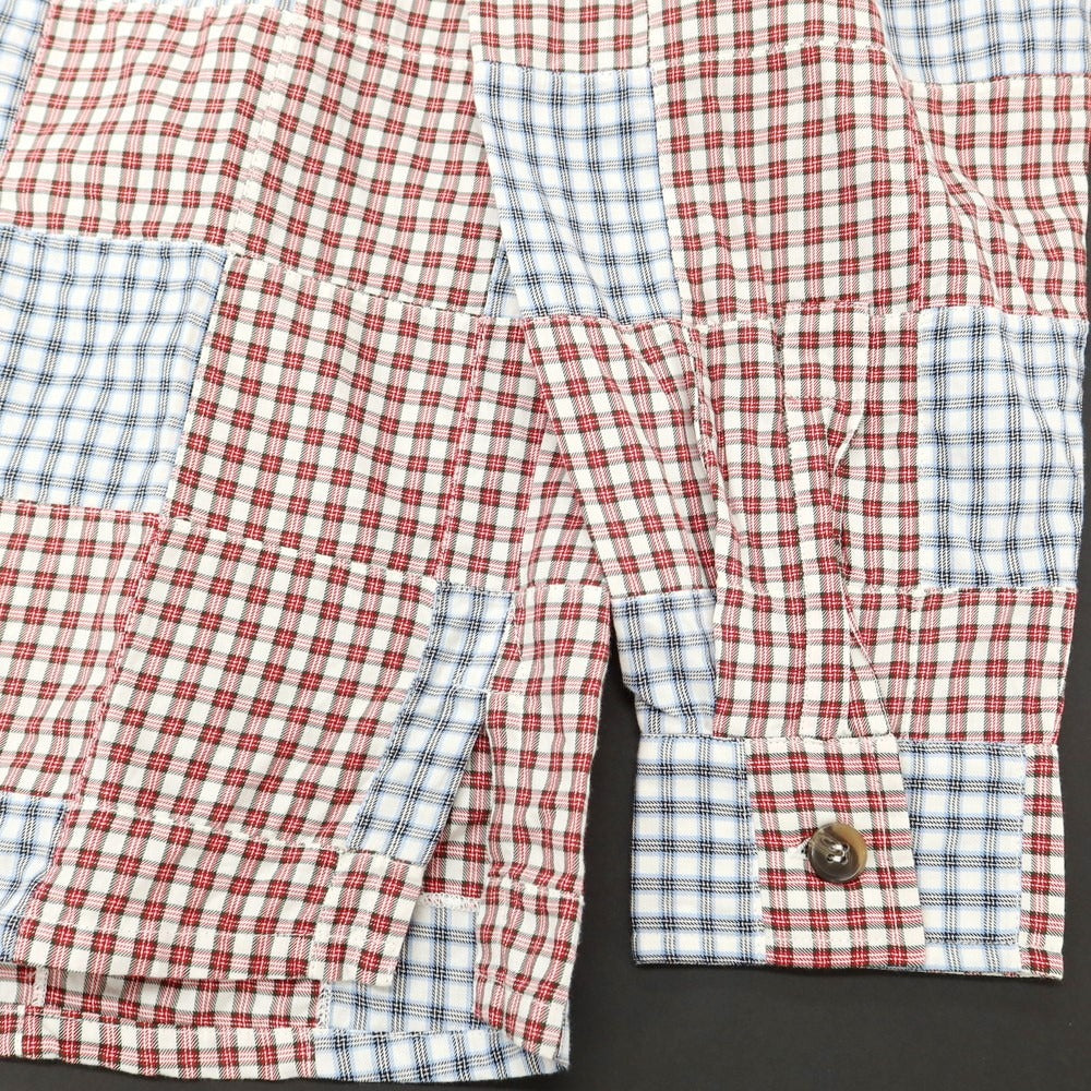 【中古】アーペーセー A.P.C. × JESSICA OGDEN コットン チェック パッチワーク カジュアルシャツ レッドxブルー【サイズM】【RED】【S/S/A/W】【状態ランクB】【メンズ】