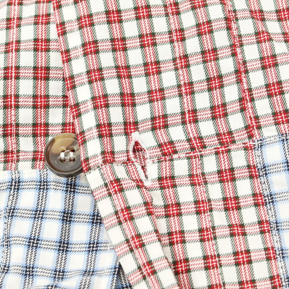 【中古】アーペーセー A.P.C. × JESSICA OGDEN コットン チェック パッチワーク カジュアルシャツ レッドxブルー【サイズM】【RED】【S/S/A/W】【状態ランクB】【メンズ】