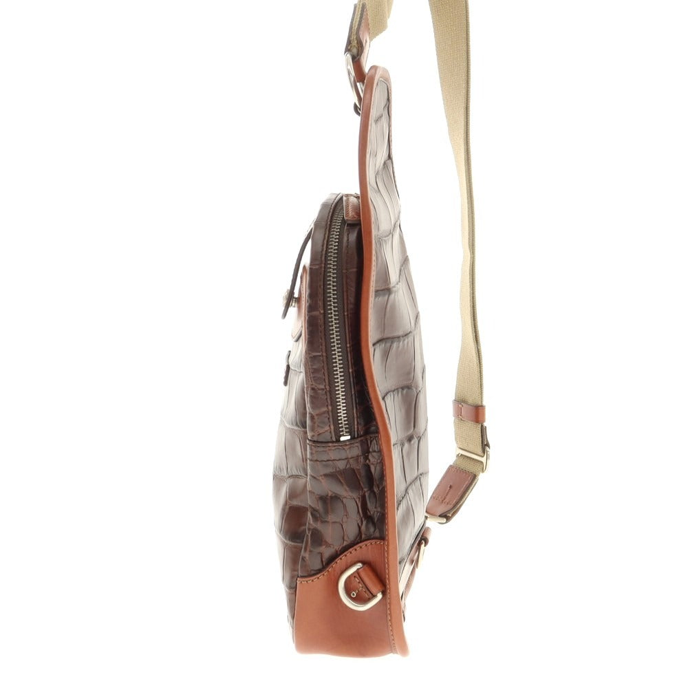 【中古】ダニエルアンドボブ Daniel & Bob TOMORROWLAND別注 型押しレザー ショルダーバッグ ブラウン【 状態ランクB 】【 メンズ 】