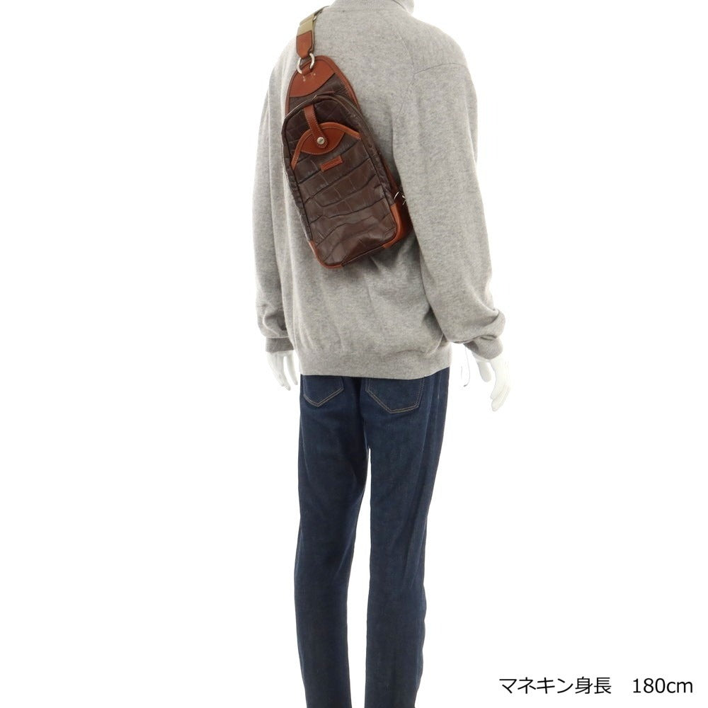 【中古】ダニエルアンドボブ Daniel & Bob TOMORROWLAND別注 型押しレザー ショルダーバッグ ブラウン【 状態ランクB 】【 メンズ 】