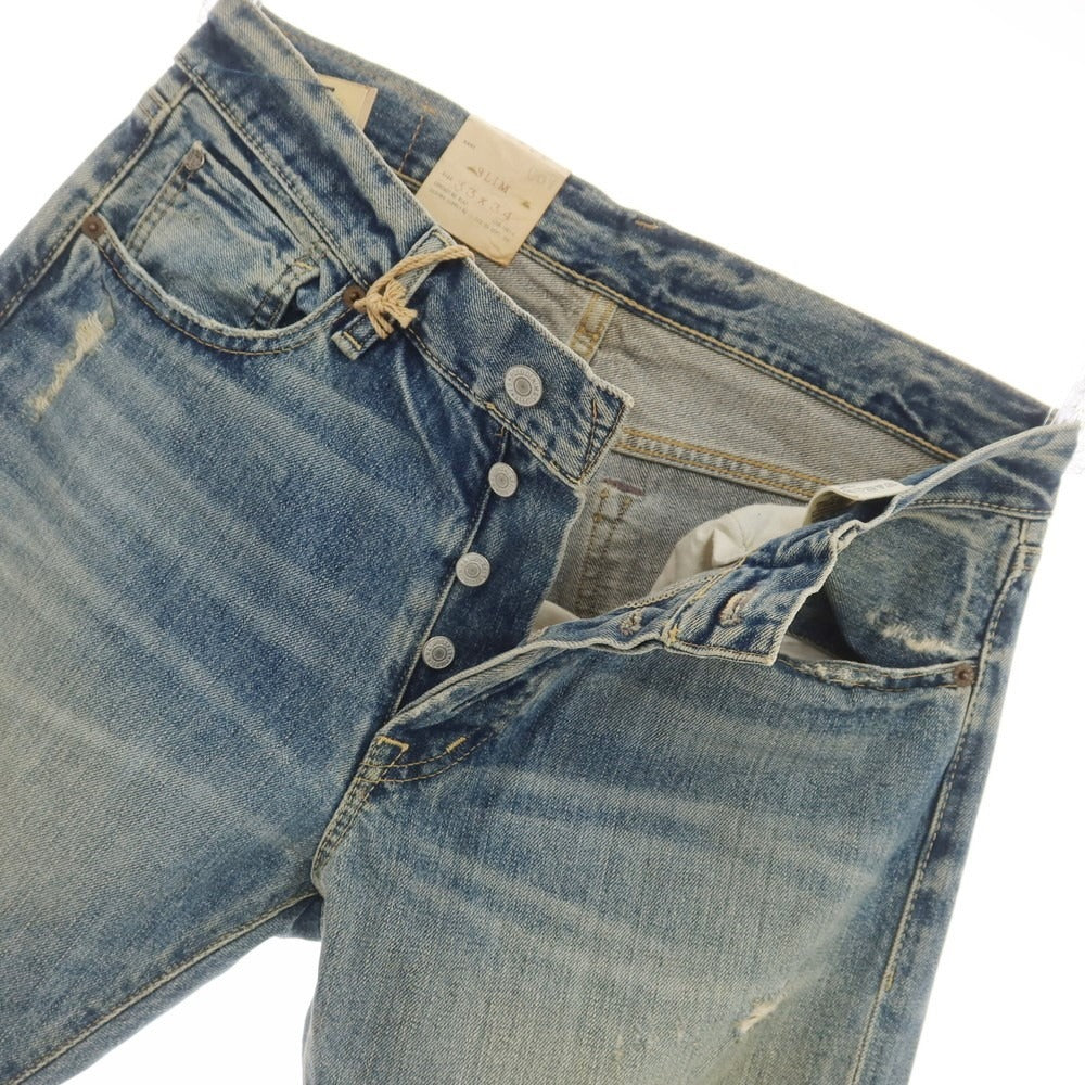 【中古】【未使用】デニムアンドサプライ ラルフローレン DENIM & SUPPLY Ralph Lauren クラッシュ加工 ジーンズ デニムパンツ ブルー【 33 】【 状態ランクS 】【 メンズ 】