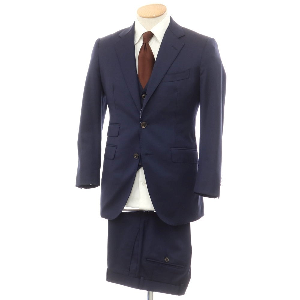 【中古】アザブテーラー azabu tailor スリーピース ウール 3つボタンスーツ ネイビー【 40/40/76 】【 状態ランクC